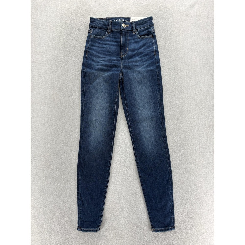 American Eagle Curvy Hi-Rise Jegging Jeans Womens 000 Blue Dark Wash Stretch NWT
